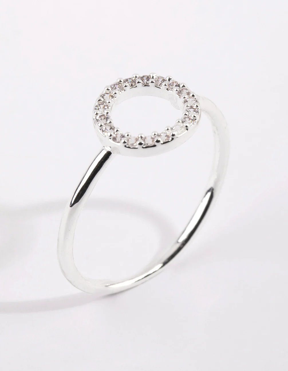 Silver Cubic Zirconia Open Circle Ring - Image 3