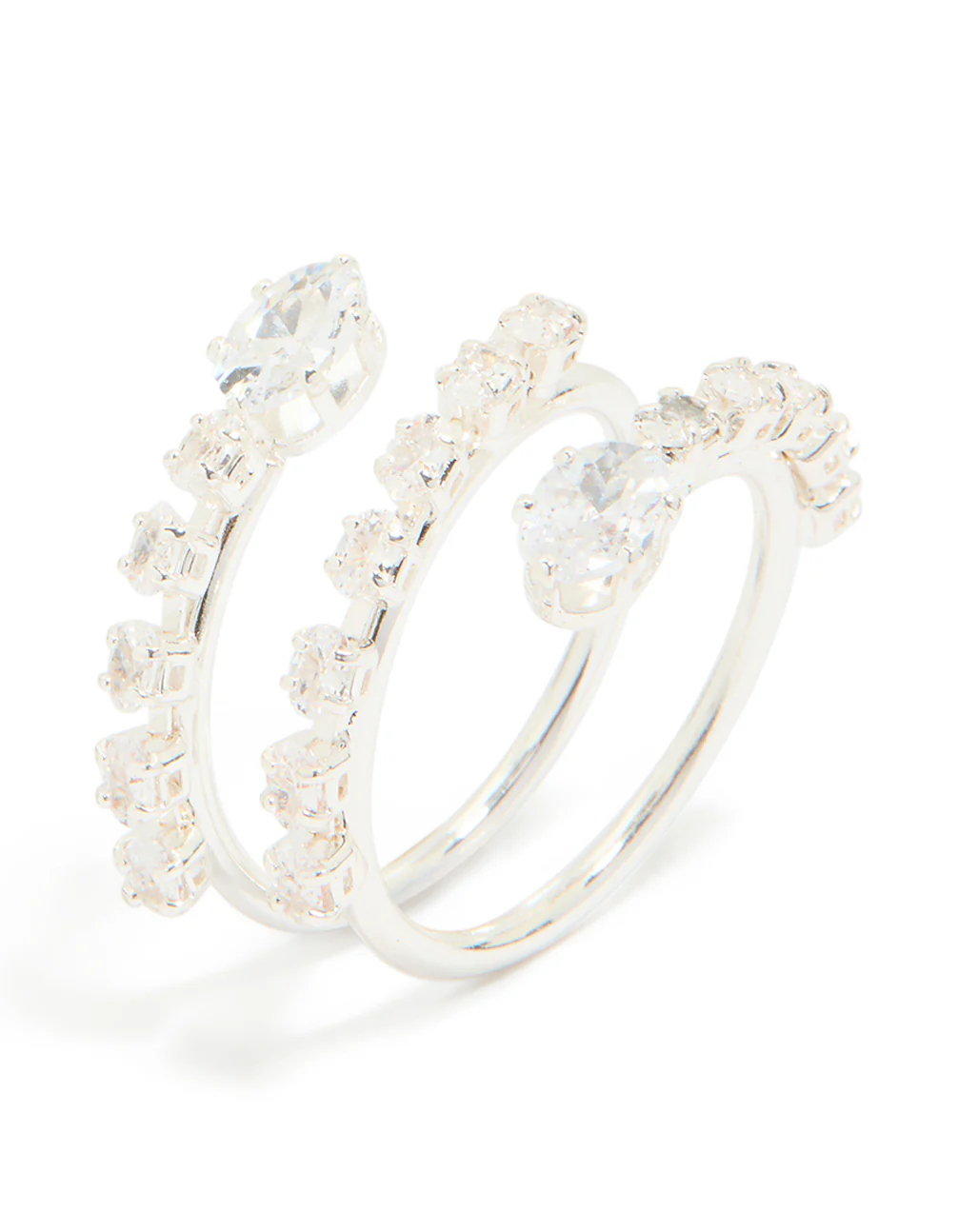 Silver Plated Cubic Zirconia Open Wrap Around Ring - Image 4