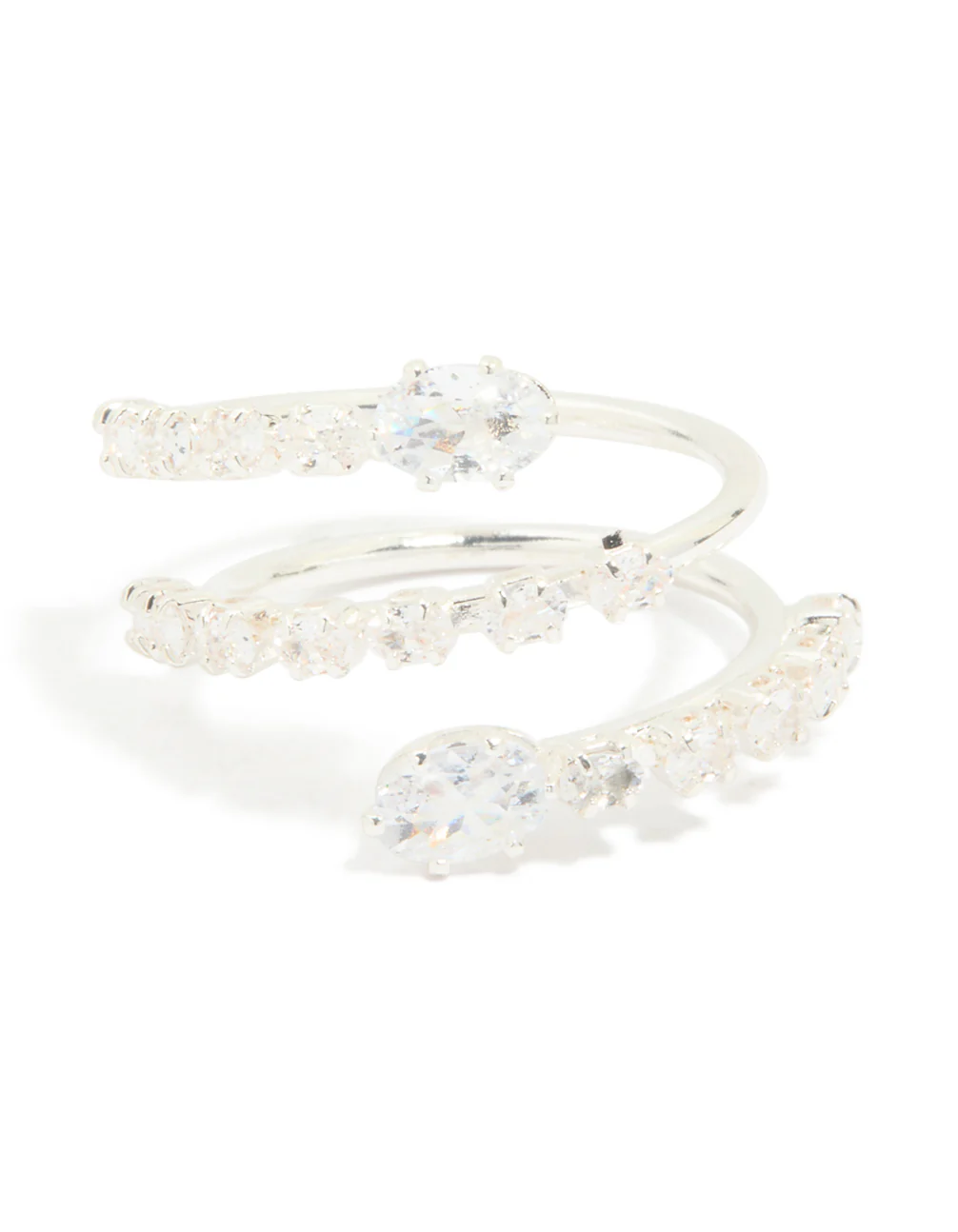 Silver Plated Cubic Zirconia Open Wrap Around Ring - Image 5