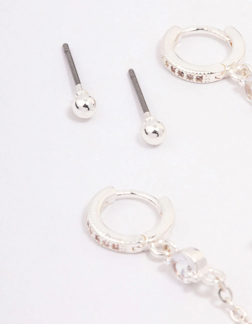 Silver Plated Cubic Zirconia Pave Earring Pack - Image 2