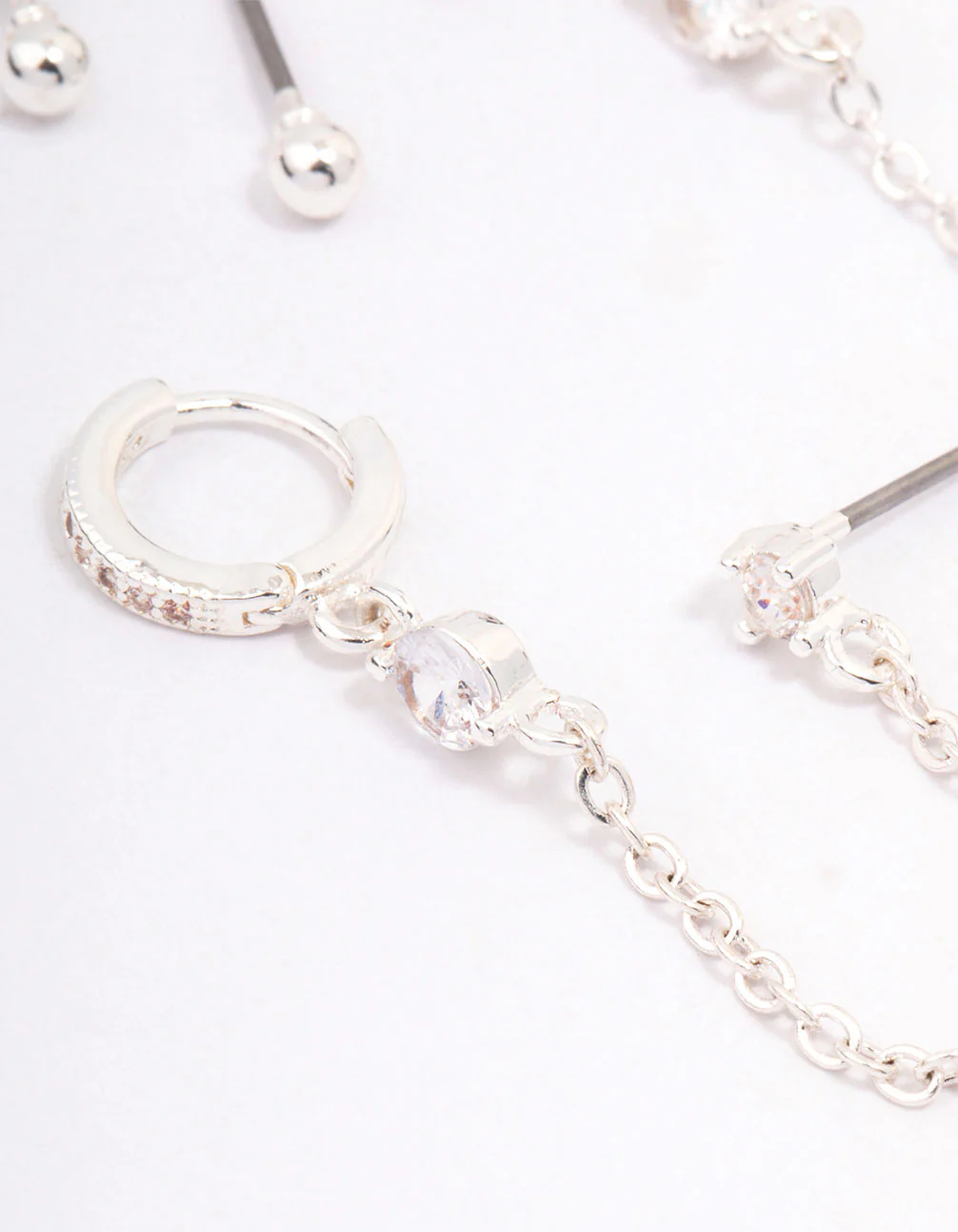 Silver Plated Cubic Zirconia Pave Earring Pack - Image 3