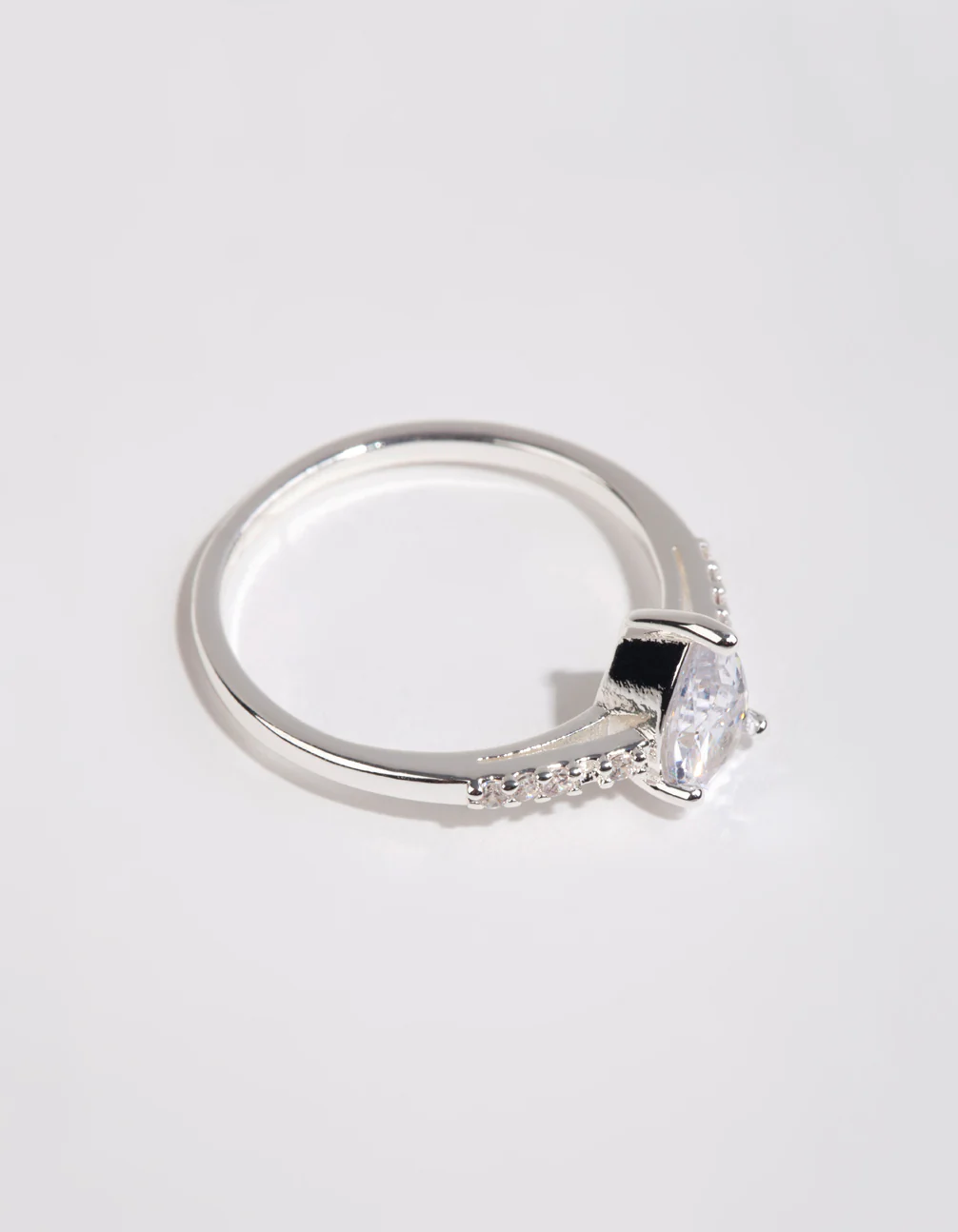 Silver Plated Pear Cubic Zirconia Ring - Image 2