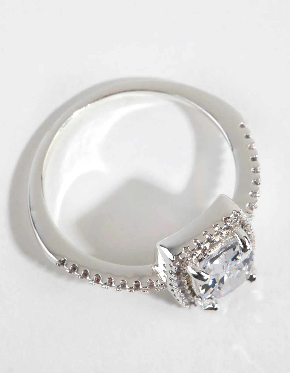 Silver Plated Cubic Zirconia Surround Stone Ring - Image 3