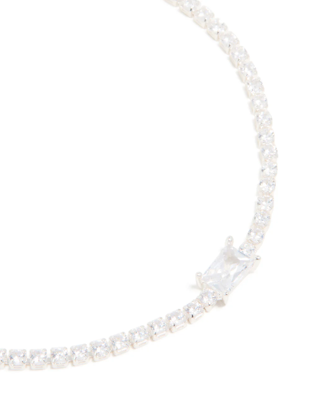 Silver Plated Cubic Zirconia Rectangular Tennis Bracelet - Image 4
