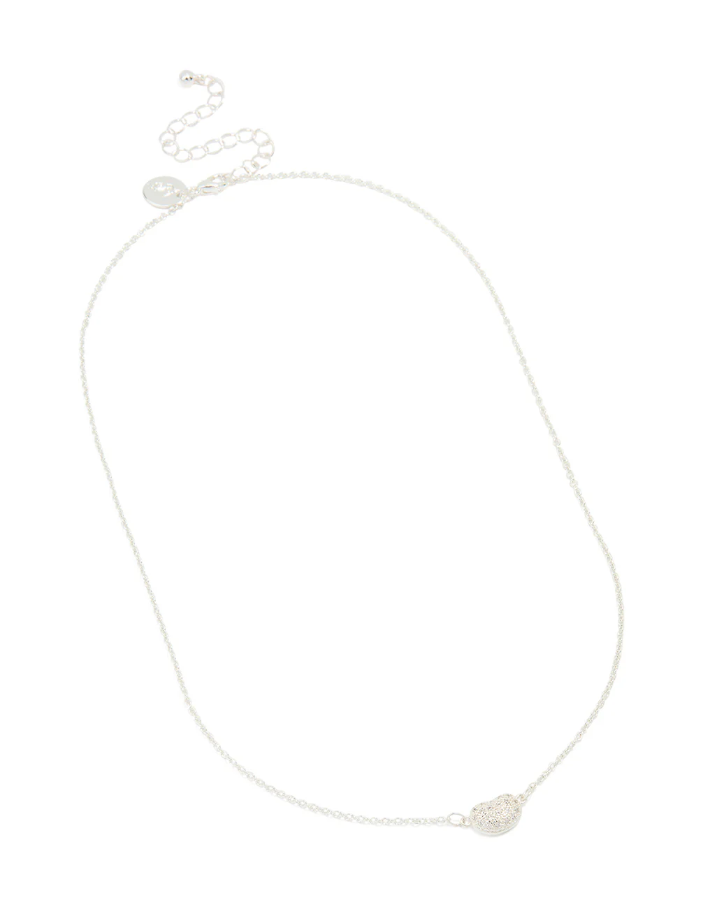 Silver Plated Cubic Zirconia Small Pebble Pendant Necklace - Image 4