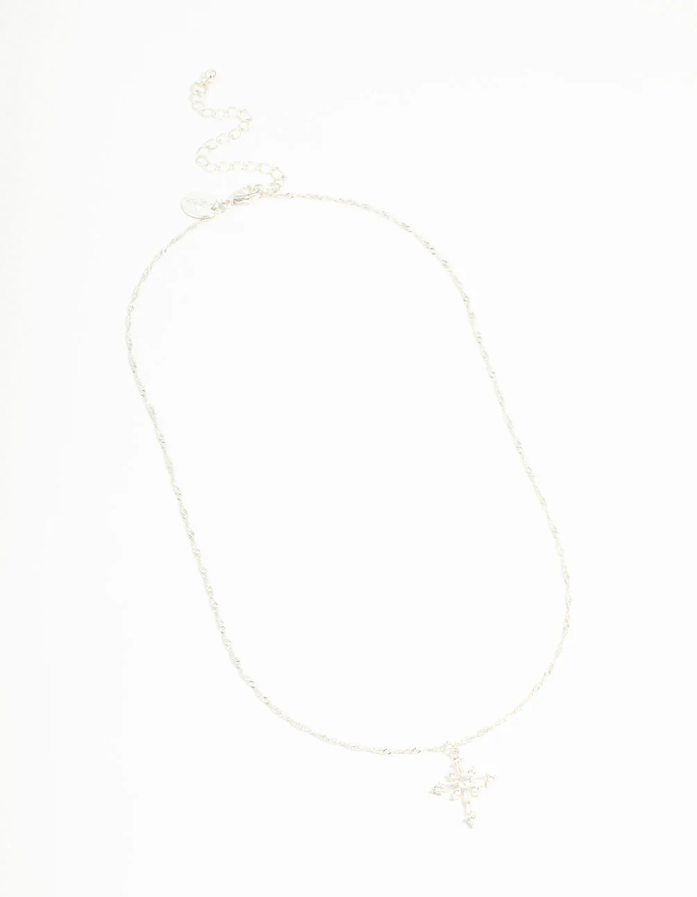 Silver Plated Cubic Zirconia Snowflake Cross Necklace - Image 2