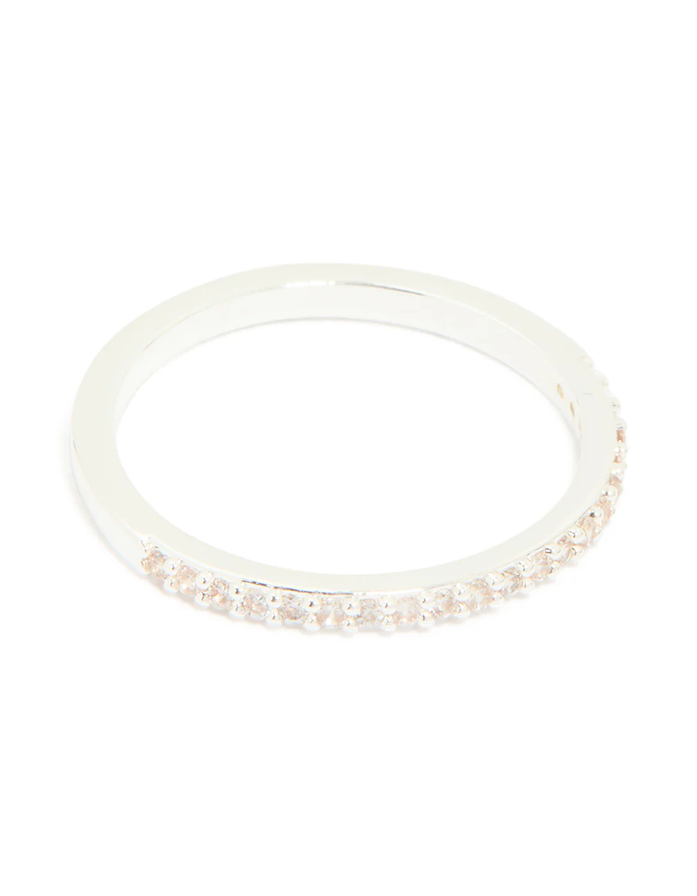 Silver Plated Cubic Zirconia Square & Band Rings 2-Pack - Image 4