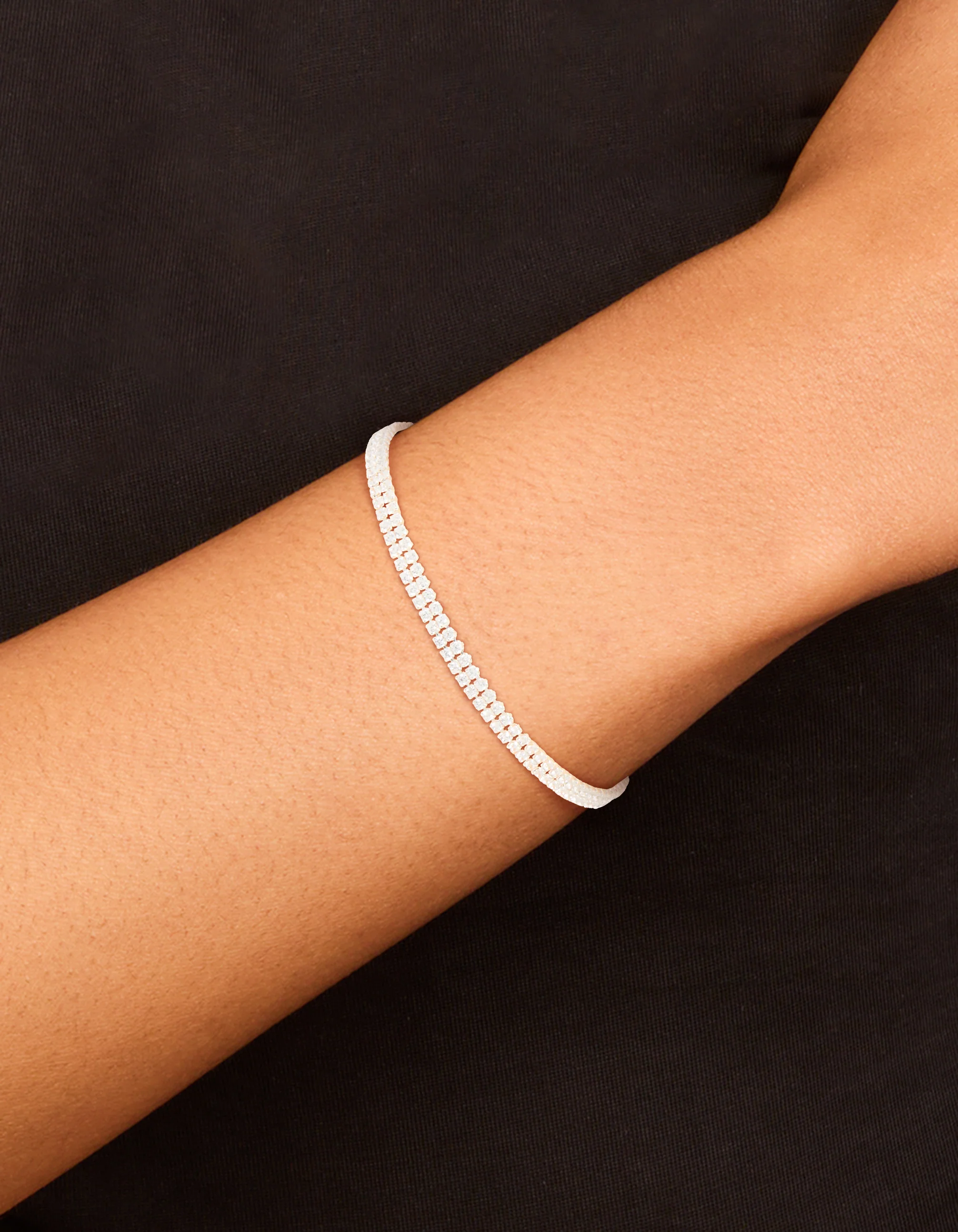 Silver Plated Cubic Zirconia Tennis Layered Bracelet - Image 2