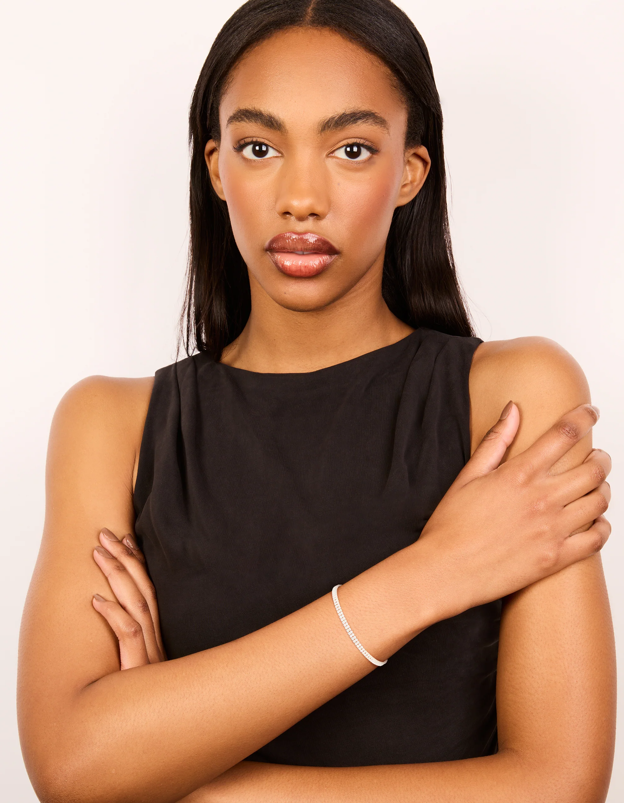 Silver Plated Cubic Zirconia Tennis Layered Bracelet - Image 3