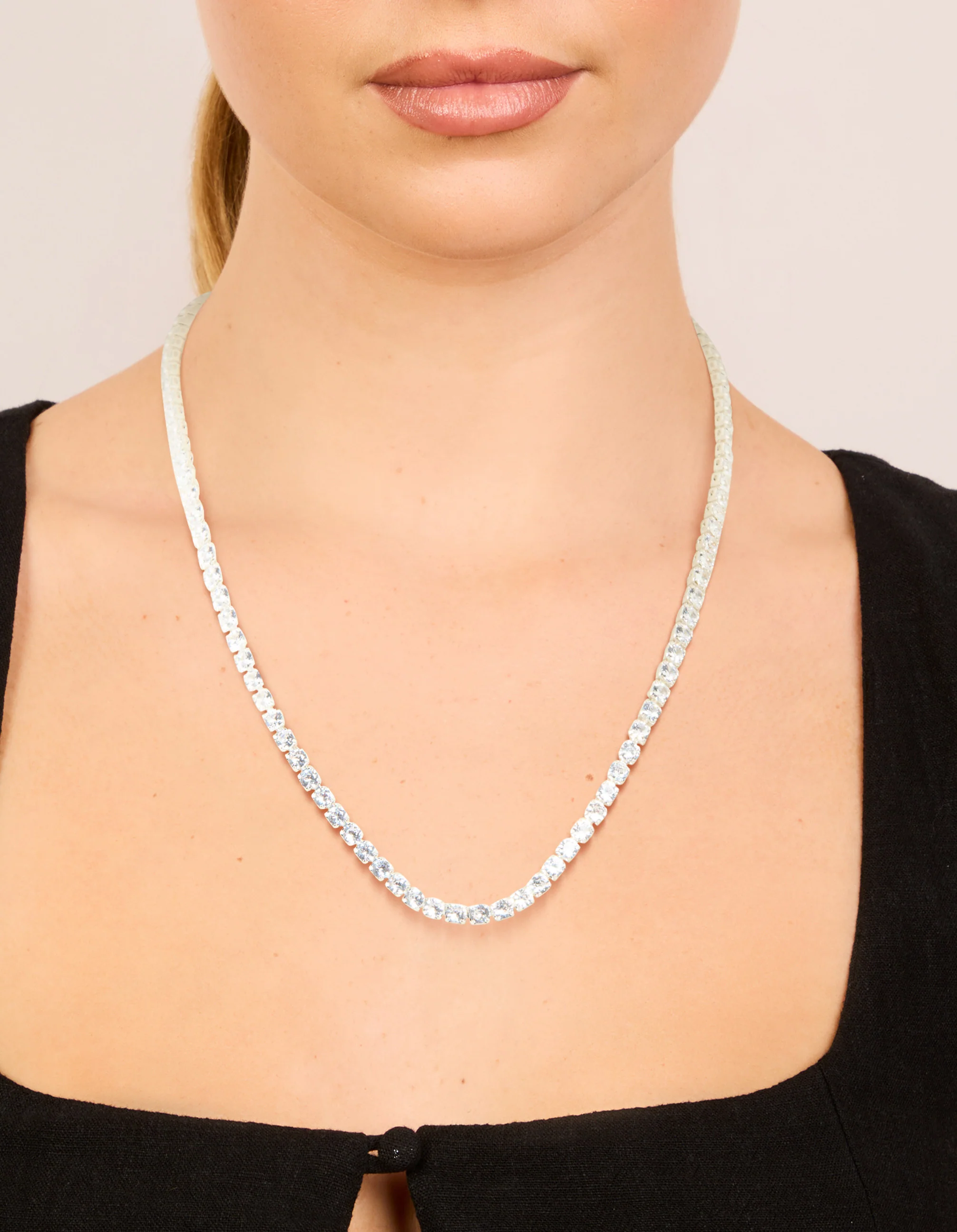 Silver Plated Cubic Zirconia Tennis Necklace - Image 2