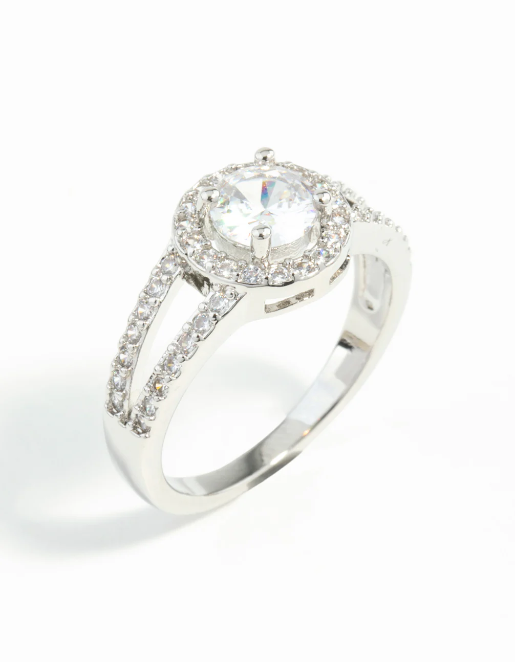 Silver Plated Cubic Zirconia Halo Ring - Image 4