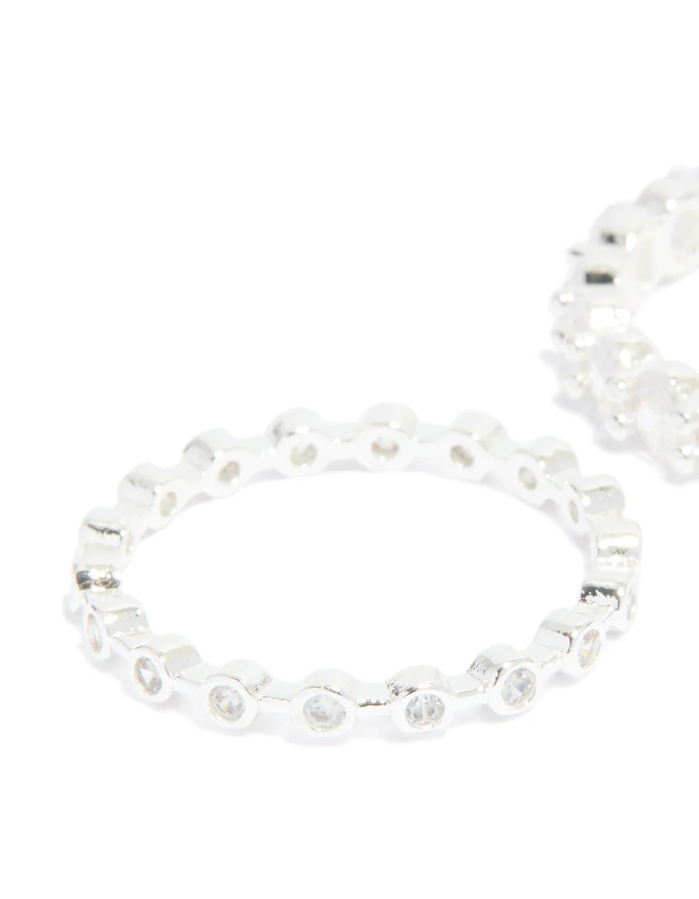 Silver Plated Dainty Cubic Zirconia Stacking Rings 2-Pack - Image 4
