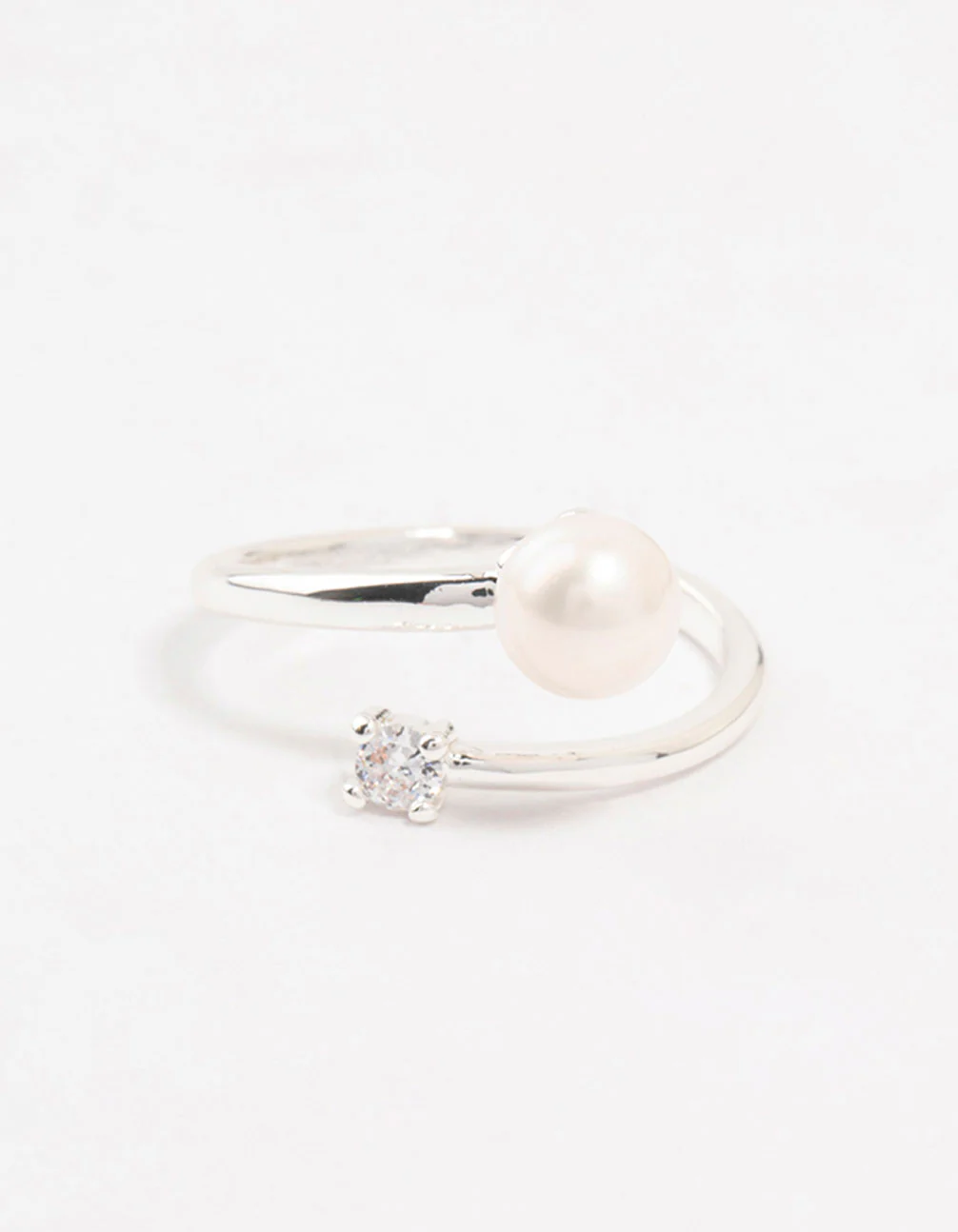 Silver Plated Dainty Cubic Zirconia Wrapped Ring - Image 3