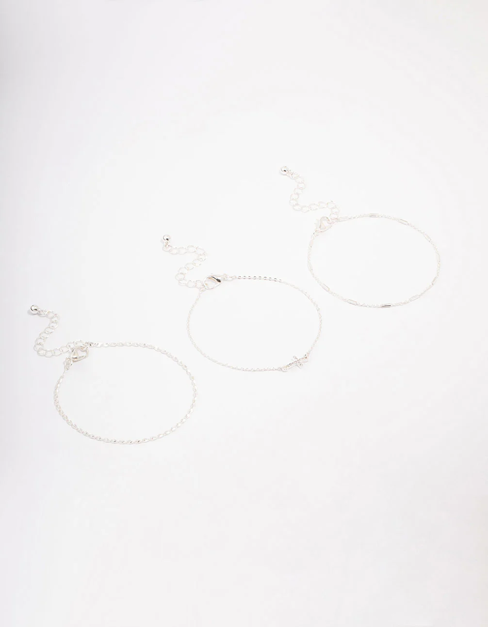 Silver Plated Diamante Cross Bracelet 3-Pack
