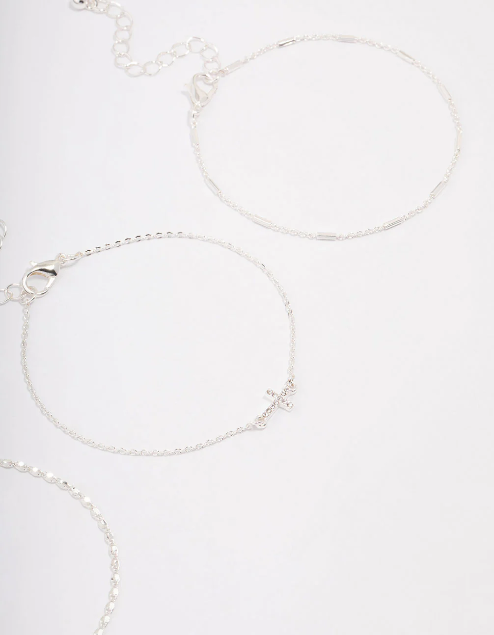 Silver Plated Diamante Cross Bracelet 3-Pack - Image 2