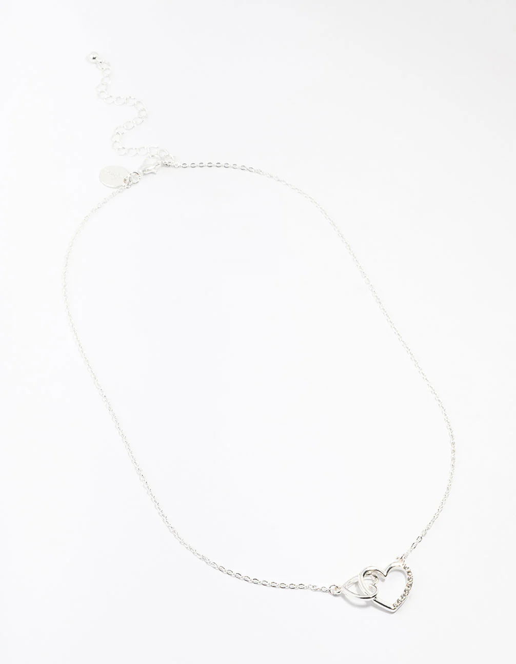 Silver Diamante Heart Link Necklace - Image 2