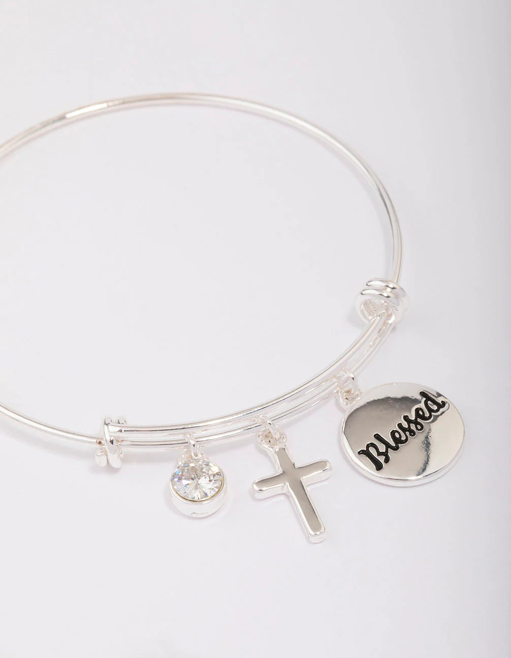 Silver Plated Disc Charm Bangle - Image 3
