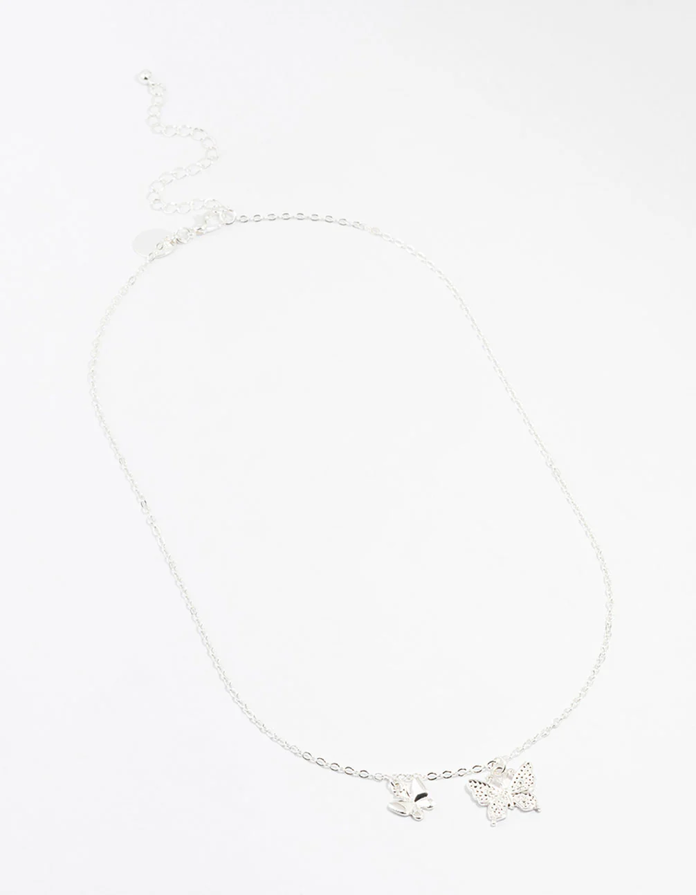 Silver Double Diamante Butterfly Necklace - Image 2