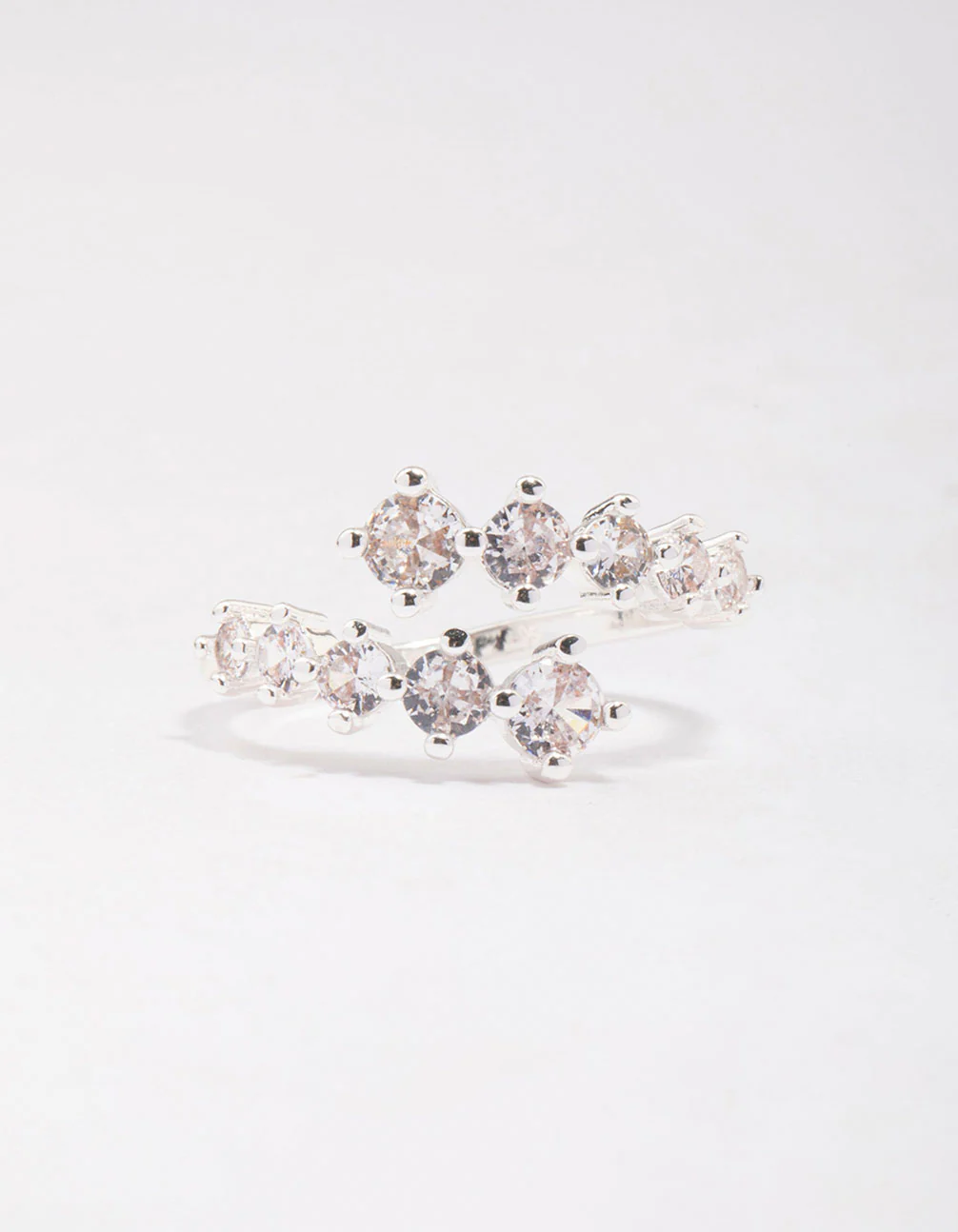 Silver Plated Graduating Cubic Zirconia Wrap Ring - Image 3