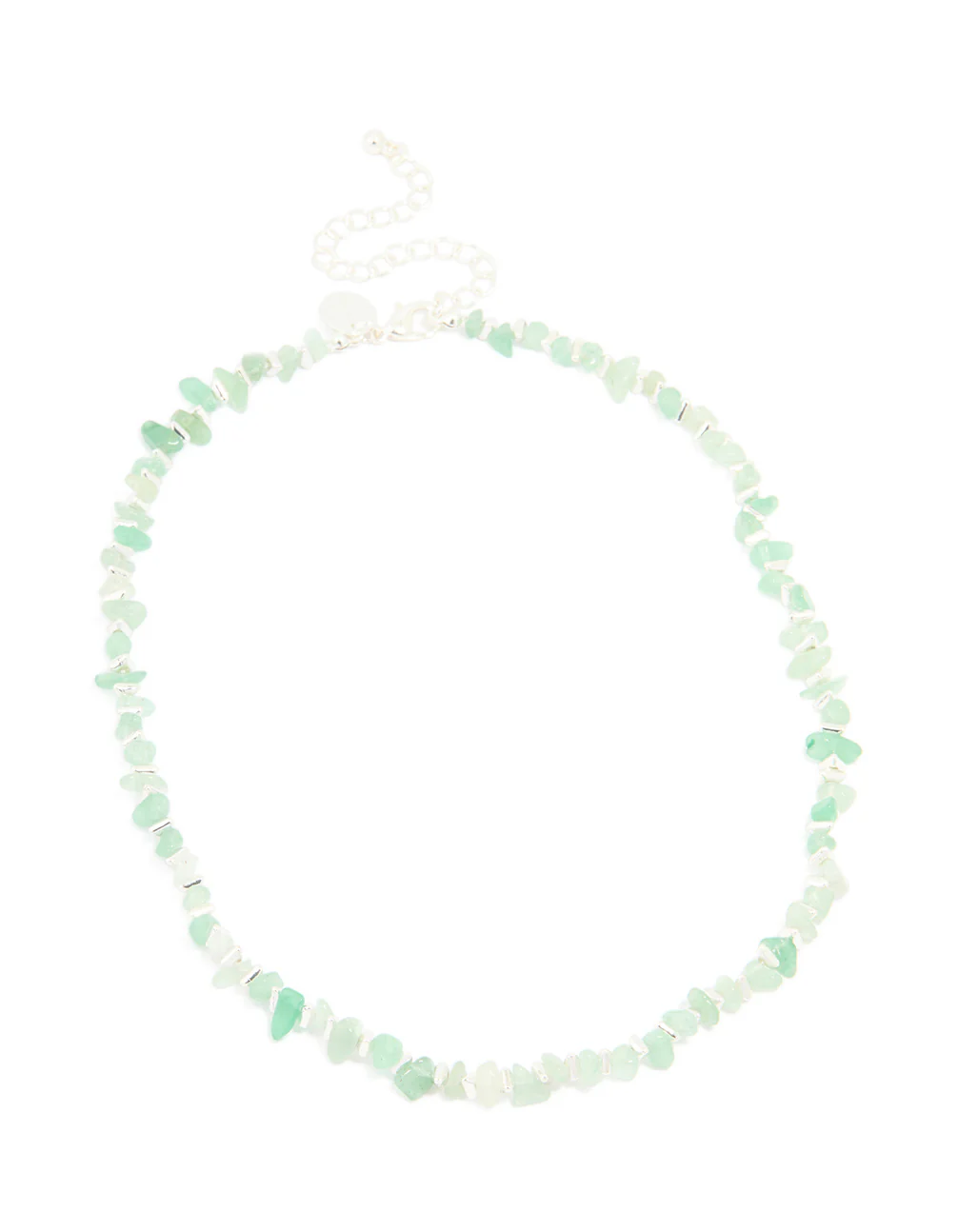 Silver Plated Green Semi Precious Stone Triangle Chip Necklace - Image 4