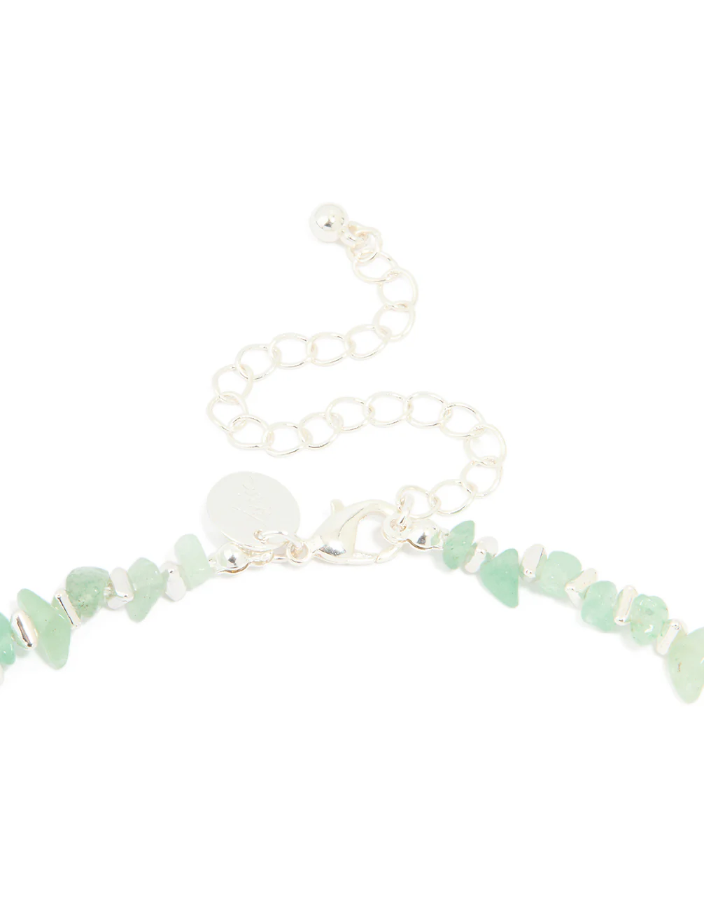 Silver Plated Green Semi Precious Stone Triangle Chip Necklace - Image 5