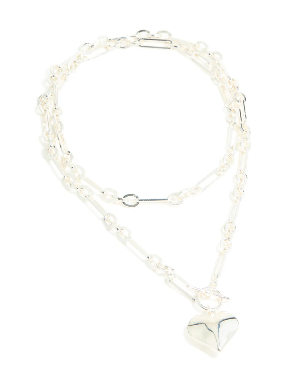 Silver Plated Heart Pendant & Chain Layered Necklace - Image 2