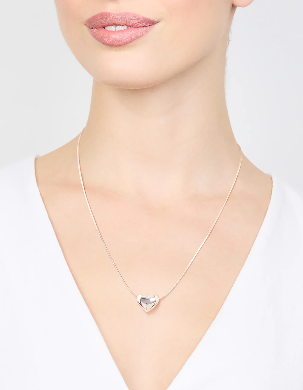 Silver Plated Heart Pendant Necklace - Image 2