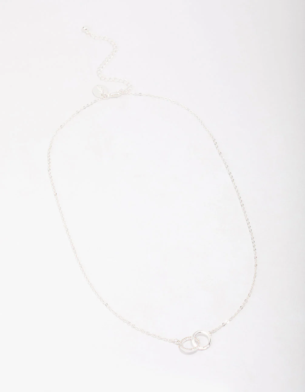 Silver Plated Interlocking Rings Cubic Zirconia Pendant Necklace - Image 3