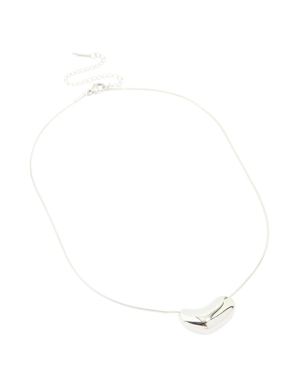 Silver Plated  Large Pebble Pendant Necklace - Image 4