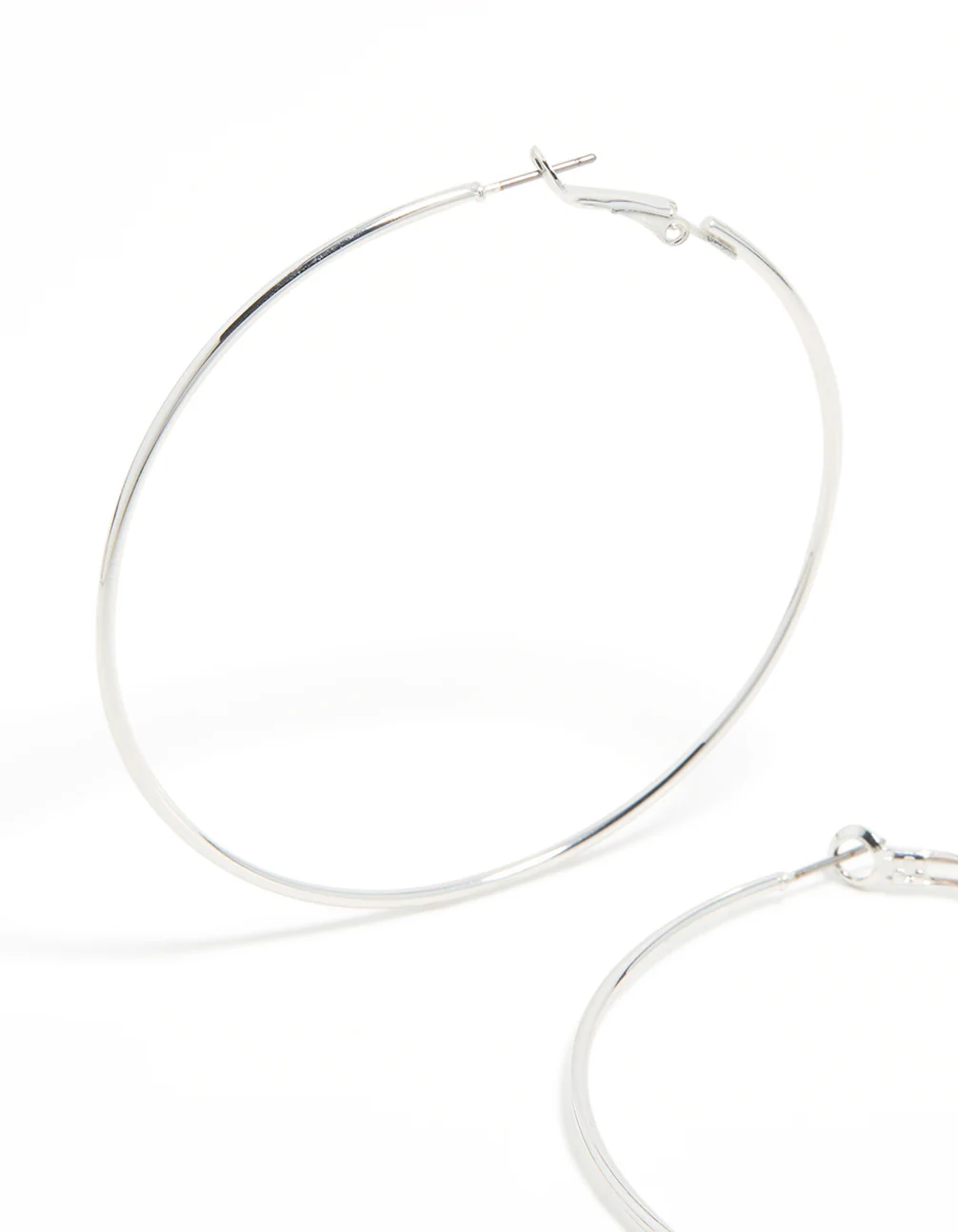 Silver Plated Large Thin Hoop Earrings - Image 4
