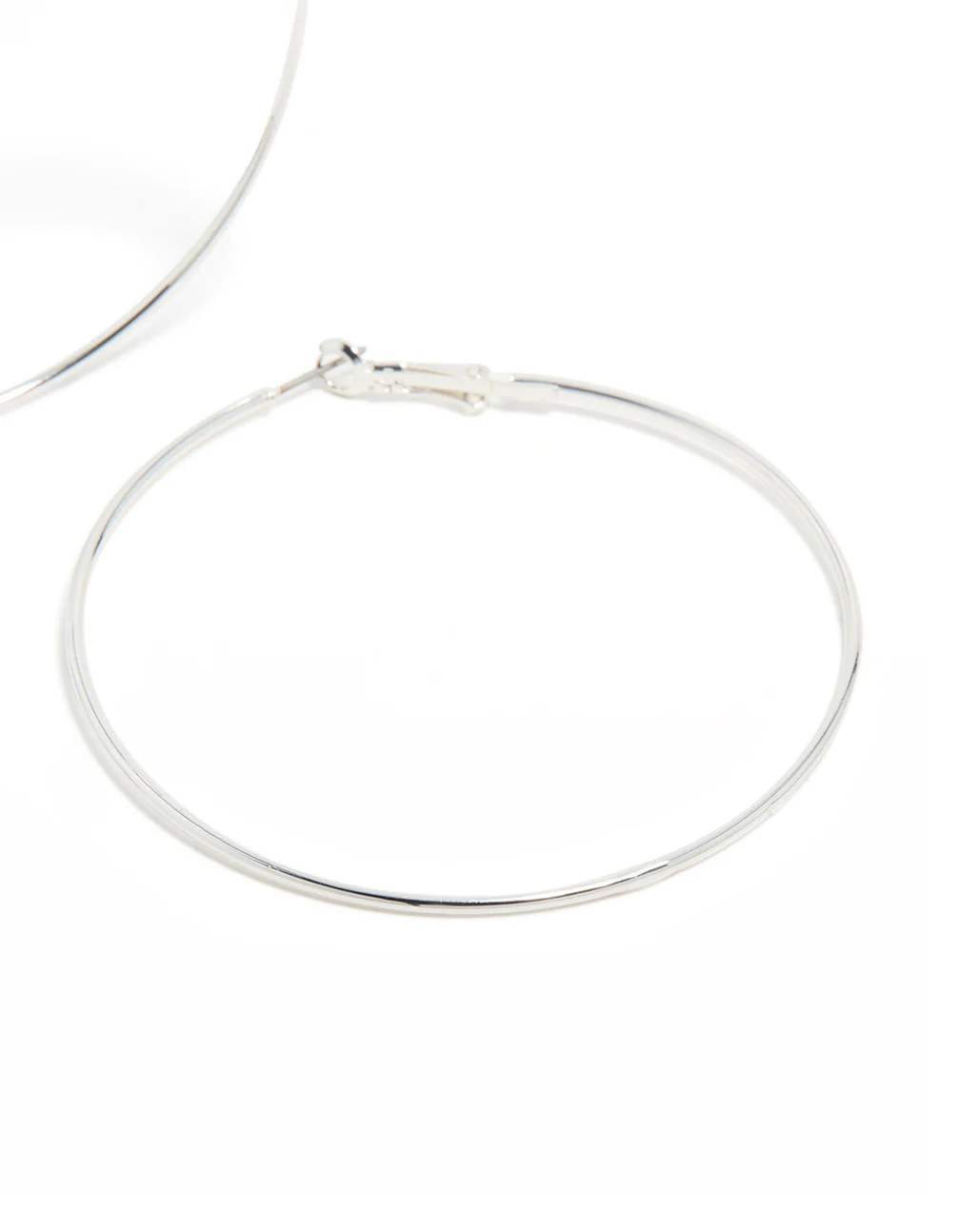 Silver Plated Large Thin Hoop Earrings - Image 5