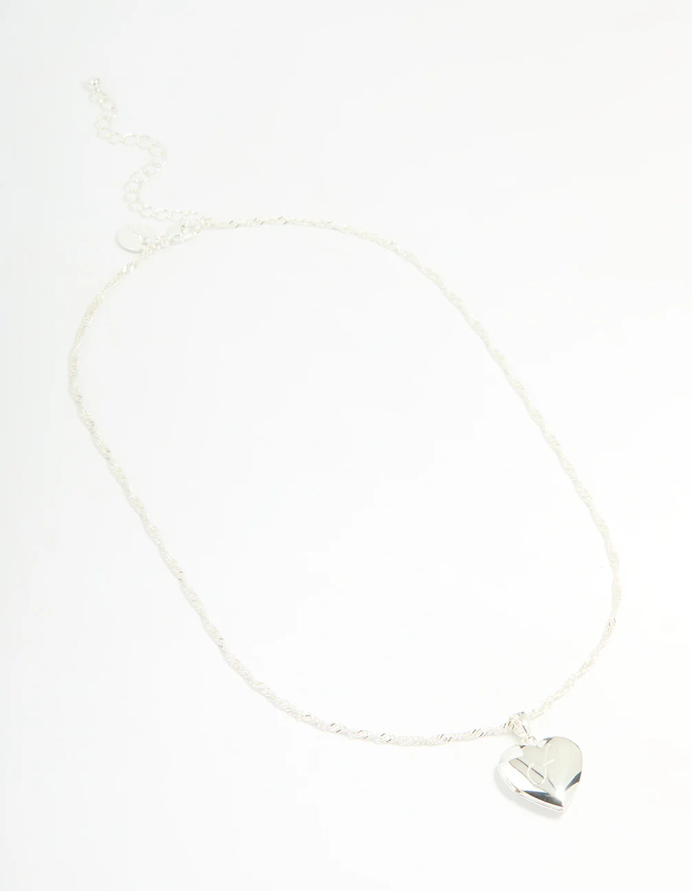 Silver Plated Letter A Heart Locket Necklace - Image 2