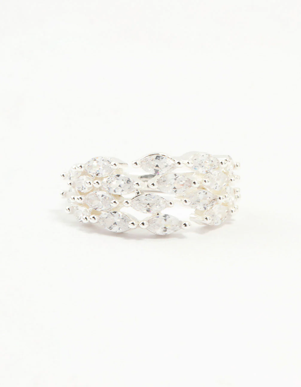 Silver Plated Marquise Cubic Zirconia Open Ring - Image 5