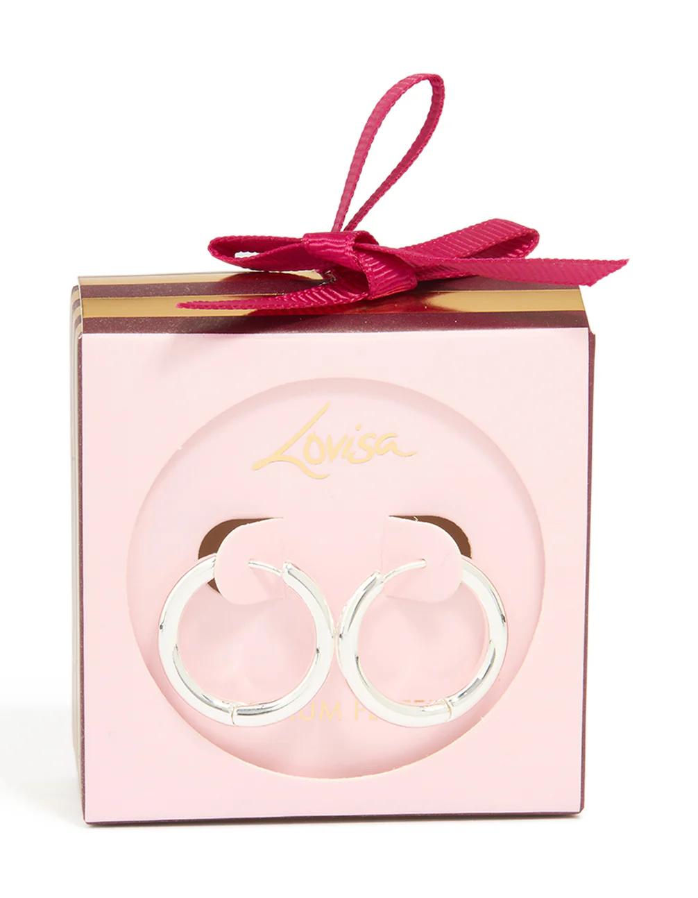 Silver Plated Medium Thick Hoop Earrings - Image 5