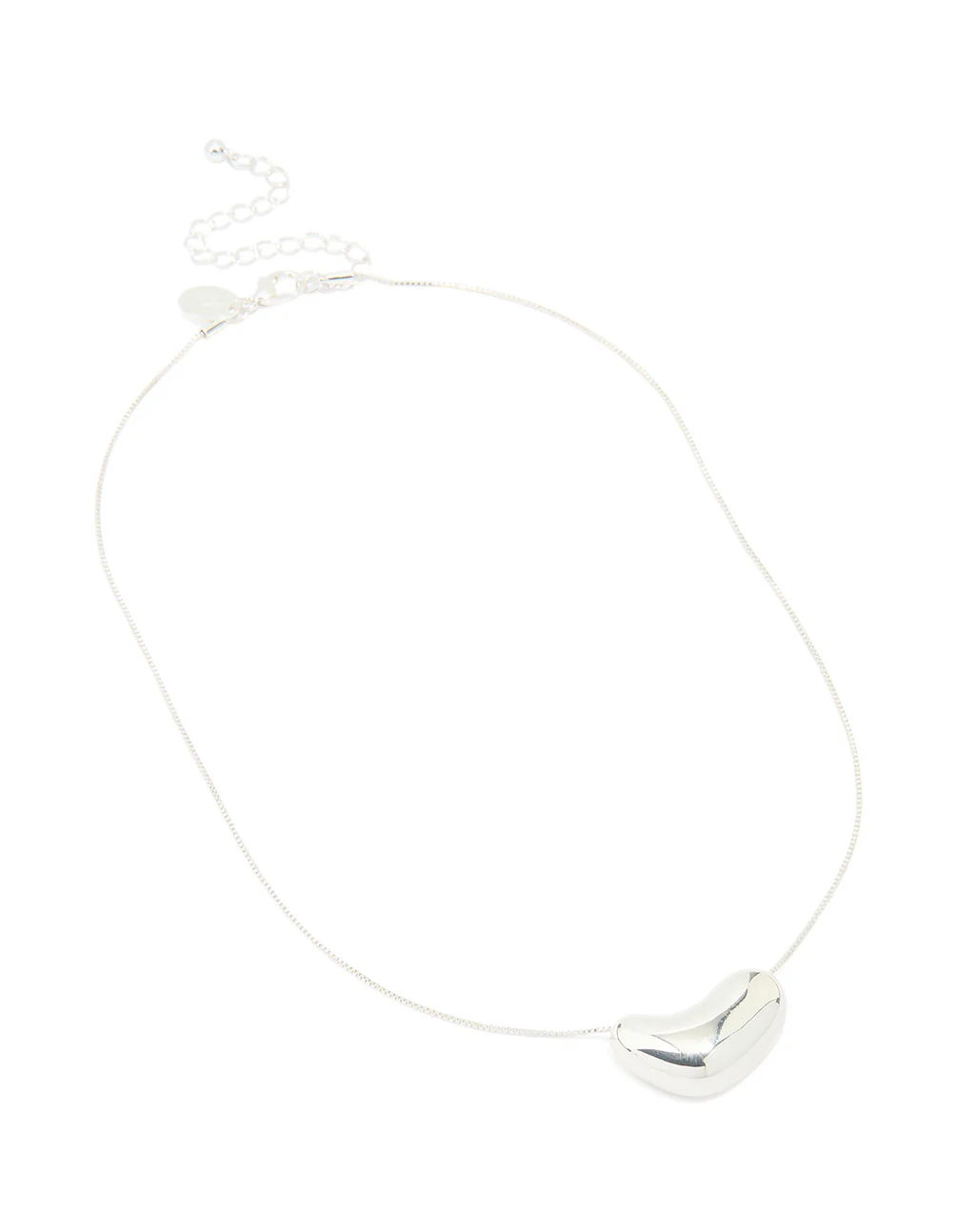 Silver Plated Molten Pebble Pendant Necklace - Image 4