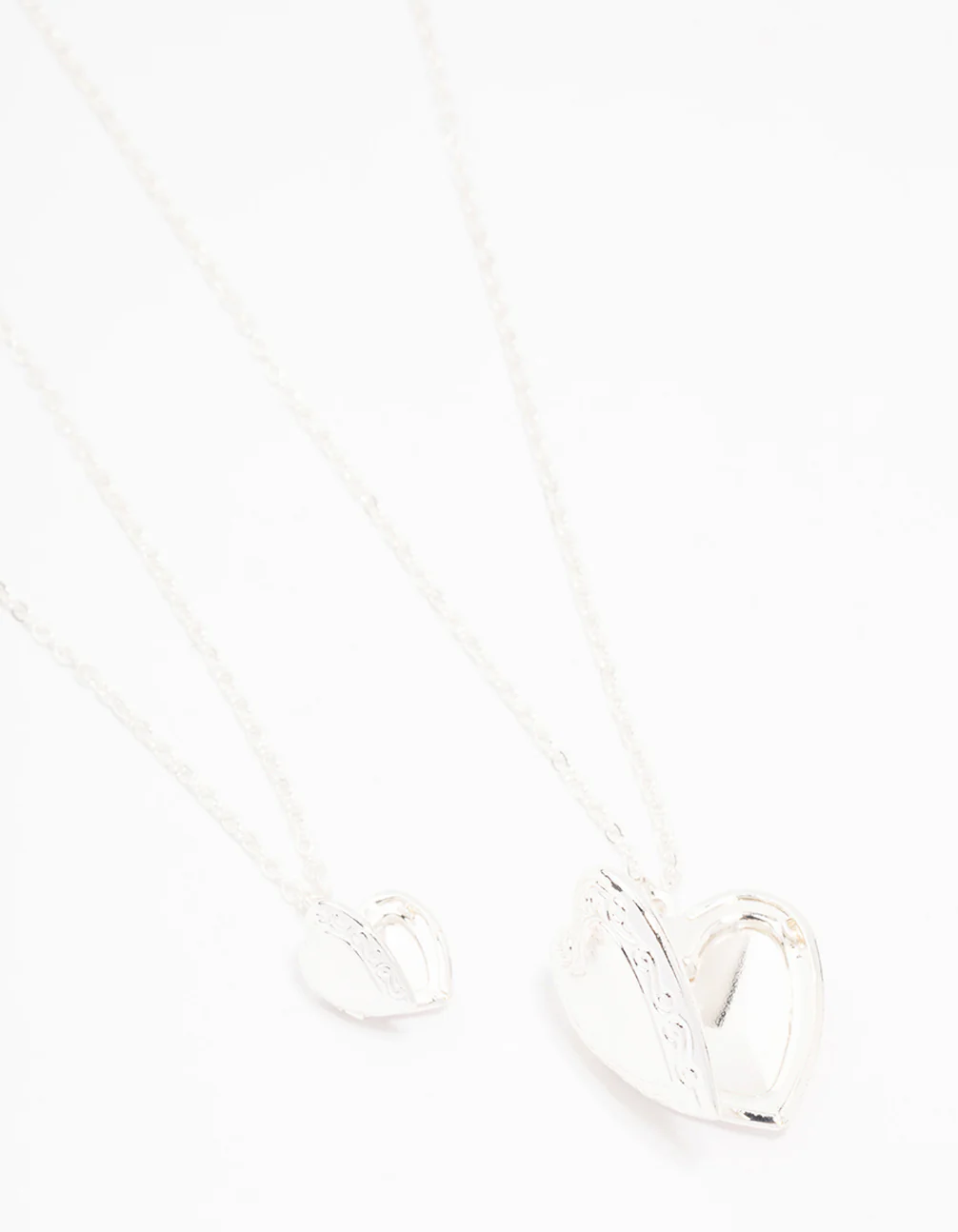 Silver Plated Ornate Heart Pendant Necklace Pack - Image 4