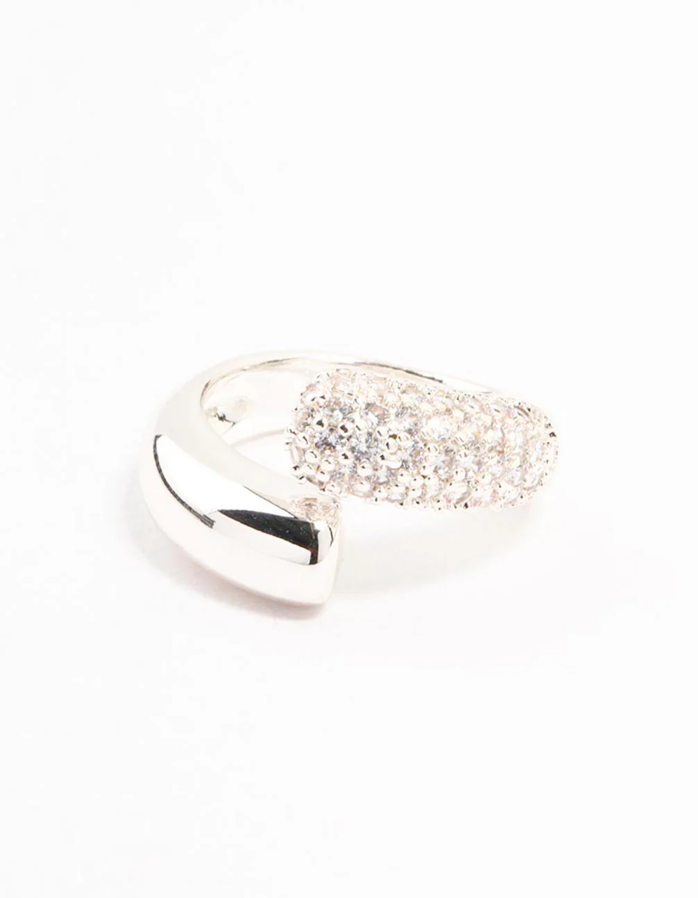 Silver Plated Pave Wrapped Cubic Zirconia Ring - Image 3