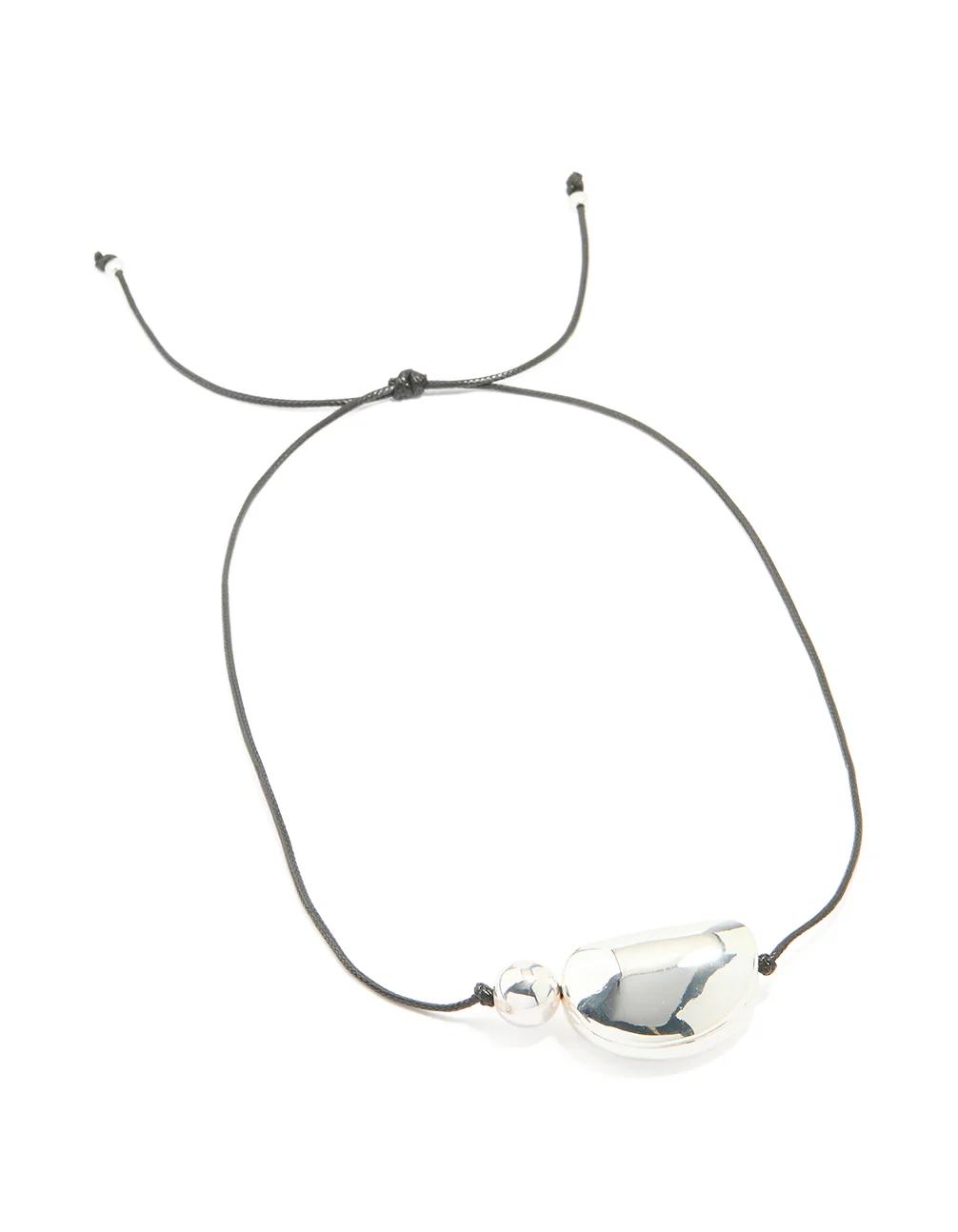Silver Plated Pebble Cord Large Pendant Necklace - Image 4
