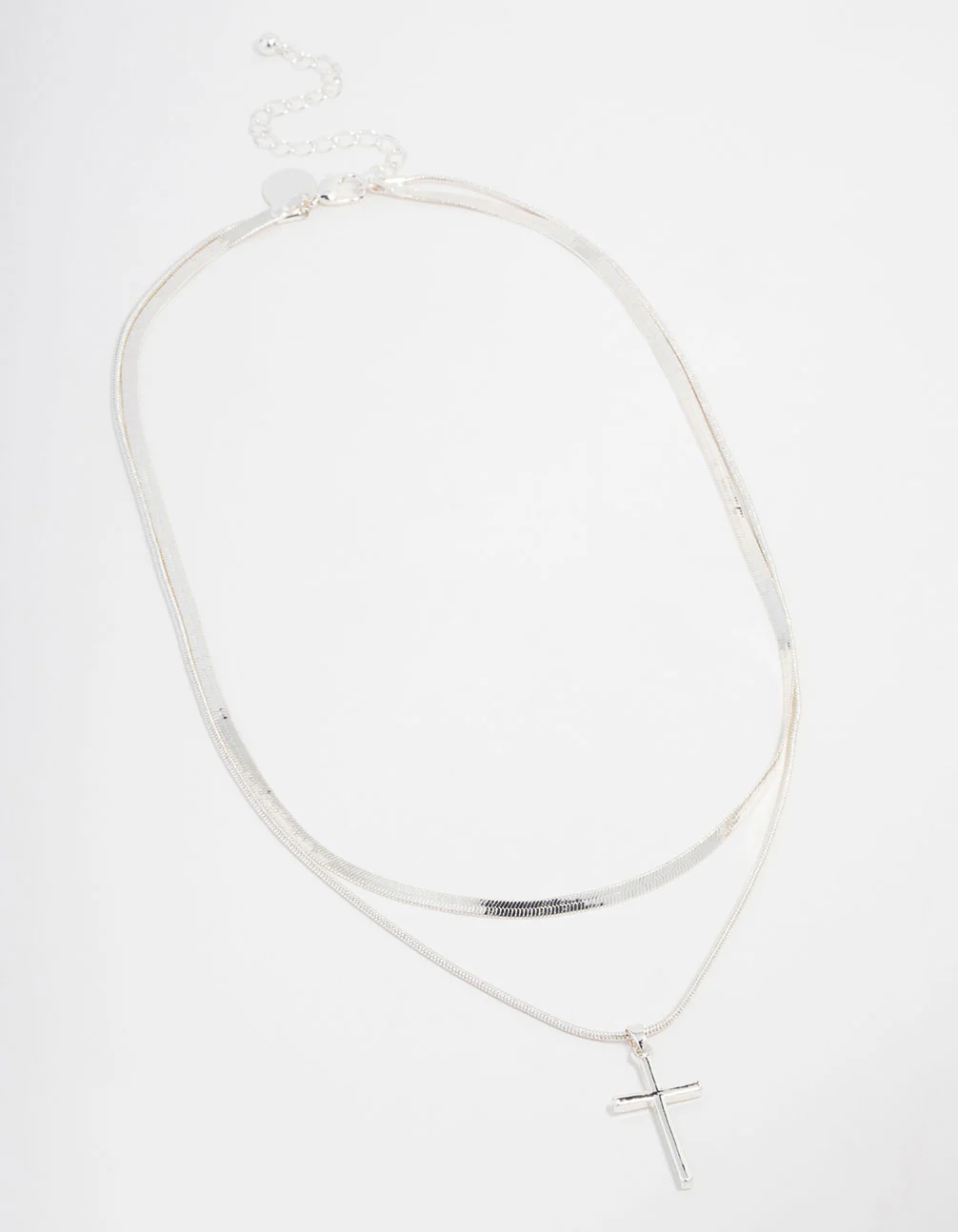 Silver Plated Plain Cross Snake Necklace 2-Pack - Image 2
