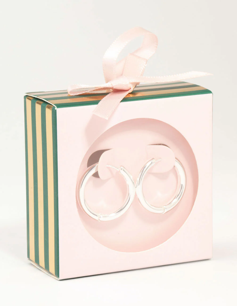 Silver Round Medium Huggie Earrings - Image 3