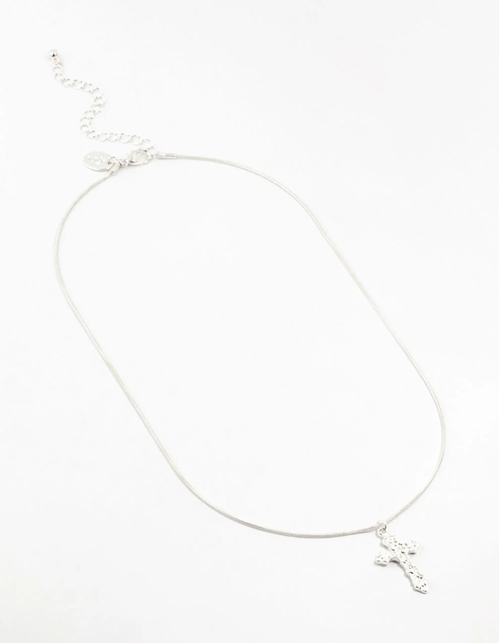 Silver Plated Round Snake Chain Ornate Necklace - Image 4