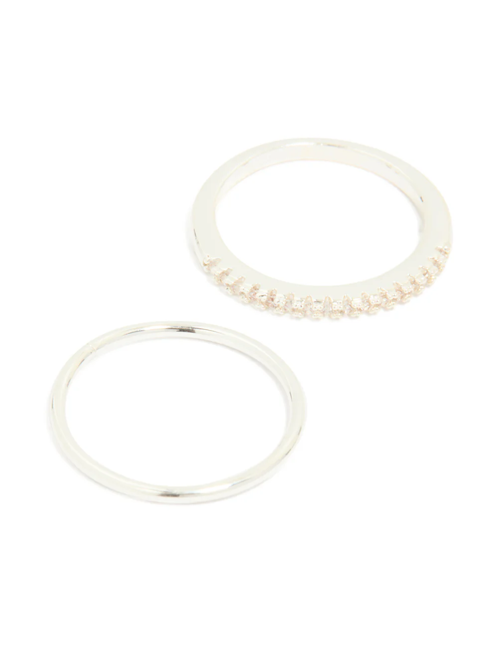 Silver Plated Simple Cubic Zirconia & Smooth Rings 3-Pack - Image 4