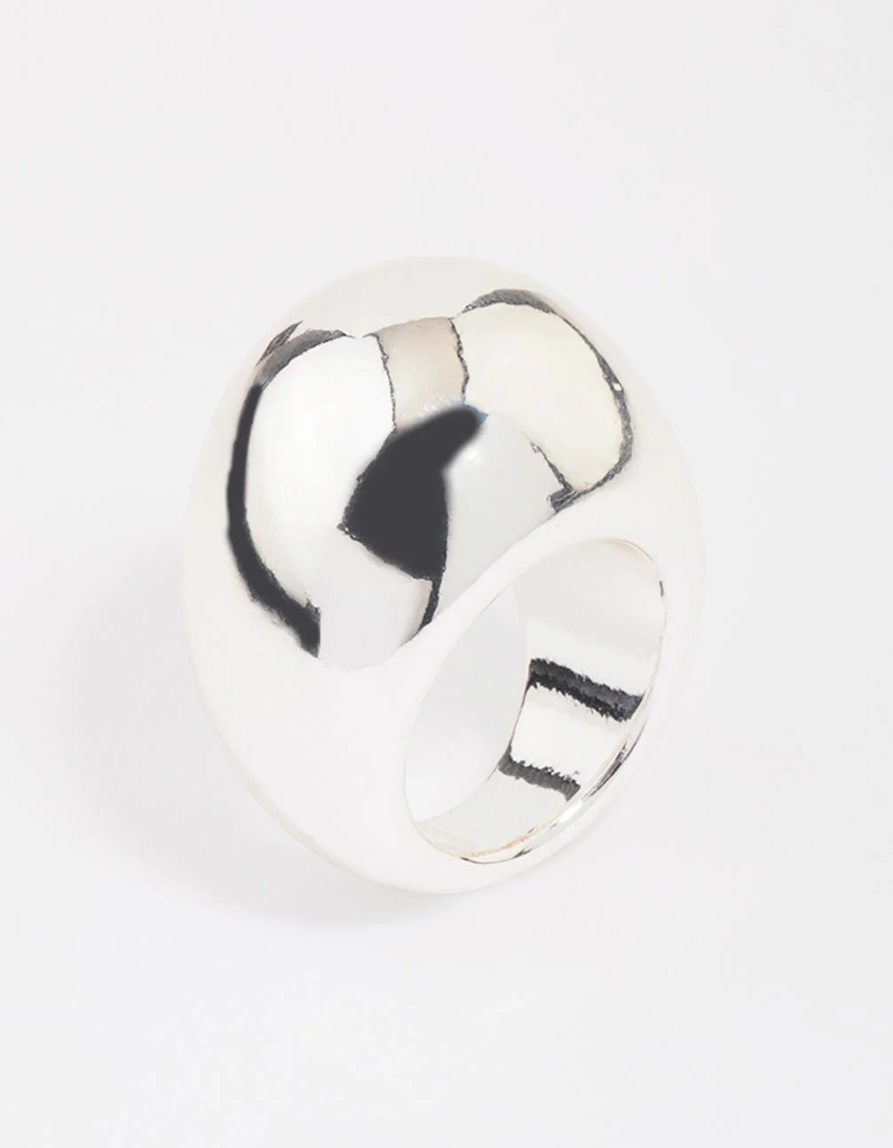 Silver Plated Smooth Round Dome Ring - Image 2