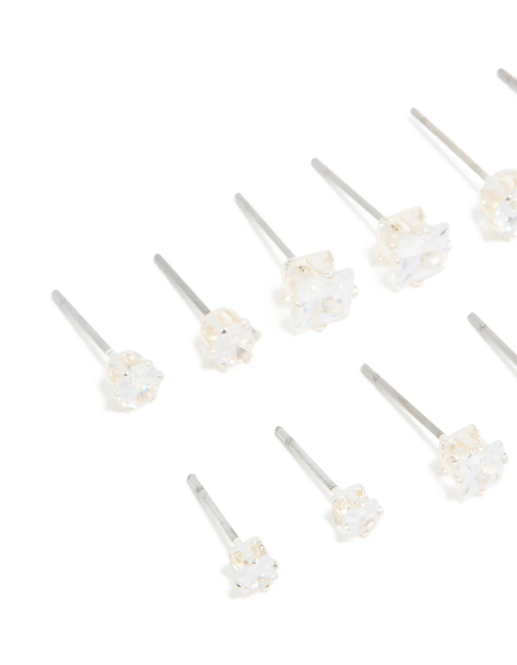 Silver Plated Stud Earrings 6-Pack - Image 2