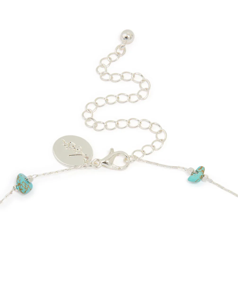 Silver Plated Turquoise Semi Precious Stone Station Necklace - Image 3