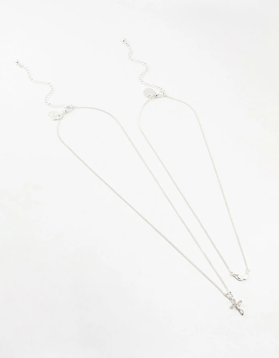 Silver Plated Wing & Diamante Cross Necklace - Image 4