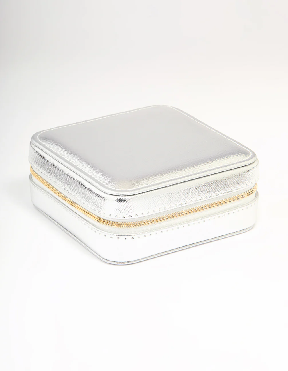 Silver PU Leather Large Square Jewellery Case - Image 3
