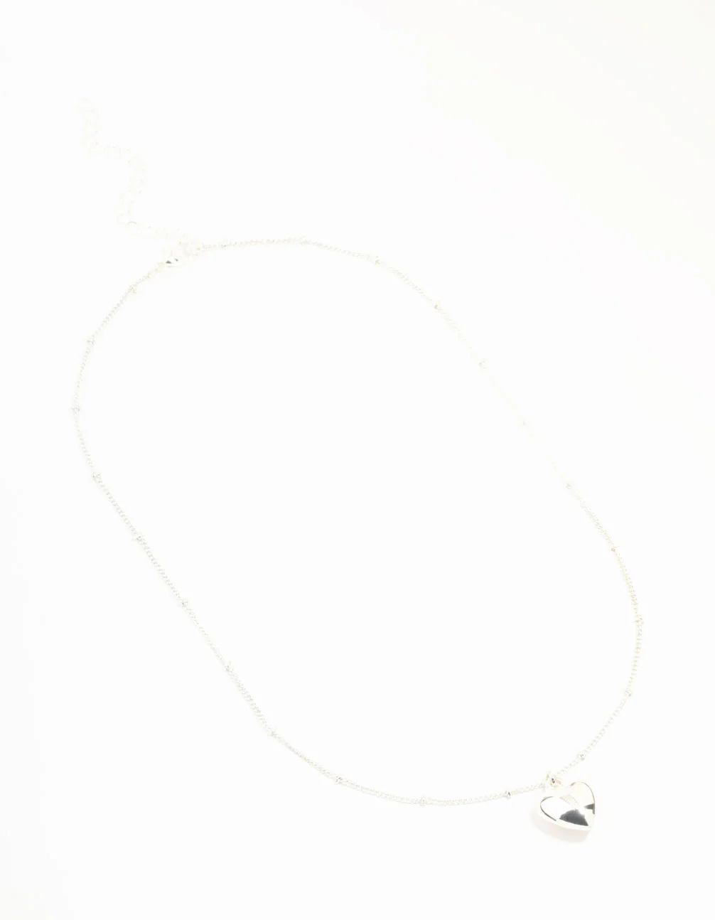 Silver Puffy Heart Ball Chain Necklace - Image 4