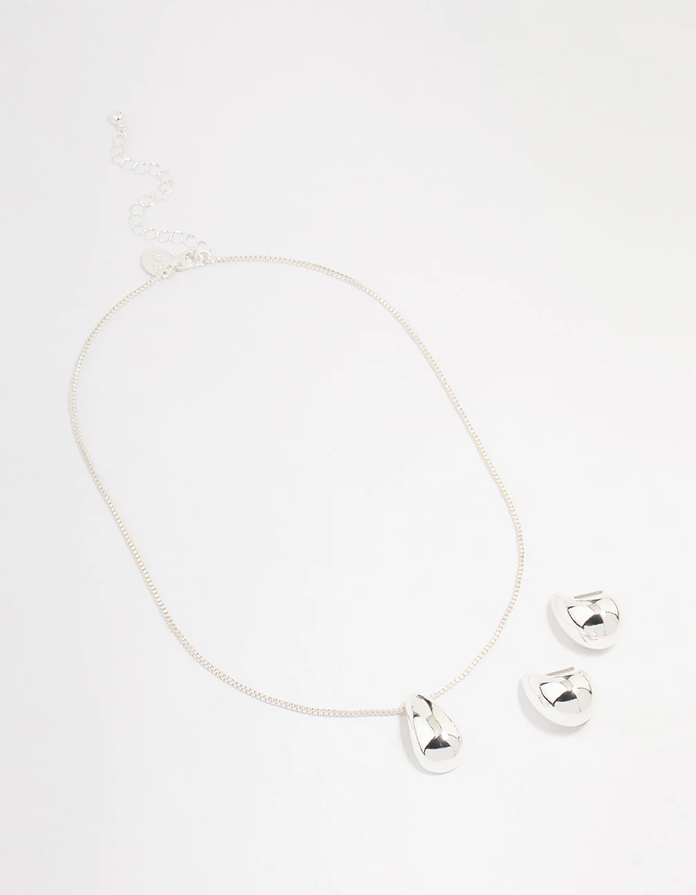 Silver Puffy Pear Jewellery Set - Image 2