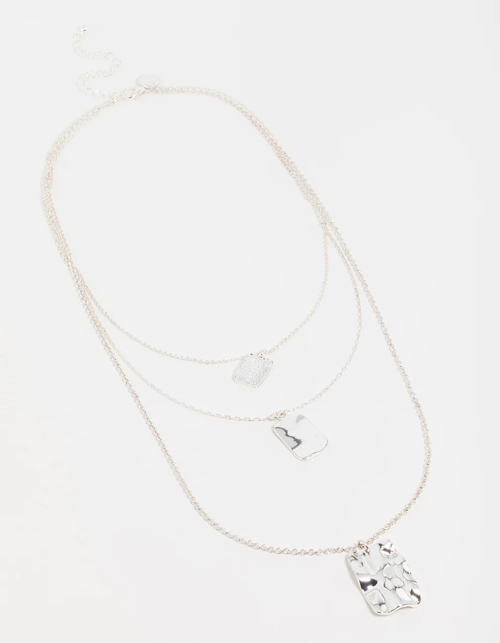 Silver Rectangle Pendants Layered Necklace - Image 2